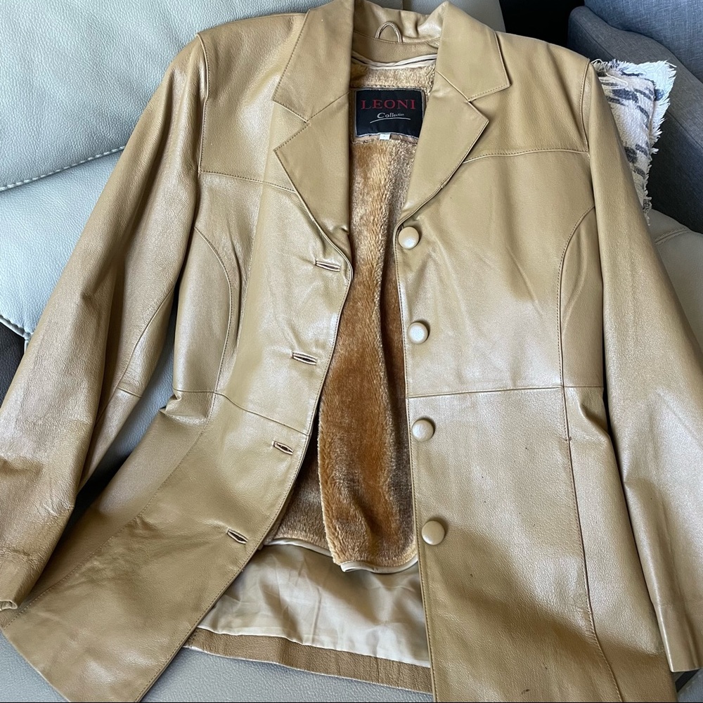 Leoni Camel Leather Jacket